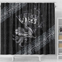 Welsh Celtic Culture Shower Curtain Wales Y Ddraig Goch with Runes Symbols - Wonder Print Shop
