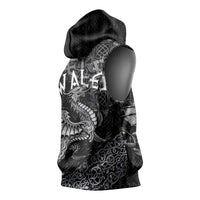 Welsh Celtic Culture Sleeveless Hoodie Wales Y Ddraig Goch with Runes Symbols - Wonder Print Shop