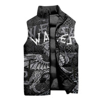 Welsh Celtic Culture Sleeveless Puffer Jacket Wales Y Ddraig Goch with Runes Symbols - Wonder Print Shop