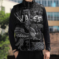 Welsh Celtic Culture Sleeveless Puffer Jacket Wales Y Ddraig Goch with Runes Symbols - Wonder Print Shop