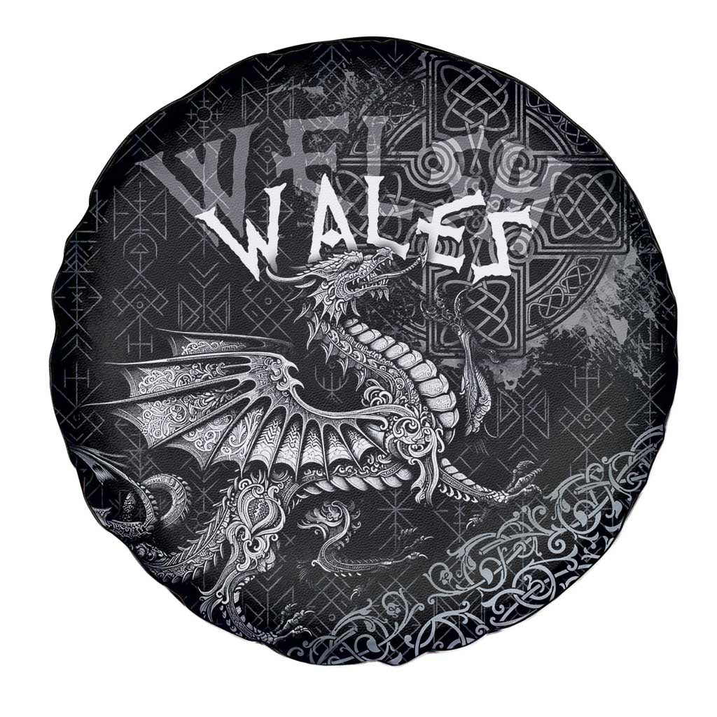 Welsh Celtic Culture Spare Tire Cover Wales Y Ddraig Goch with Runes Symbols - Wonder Print Shop