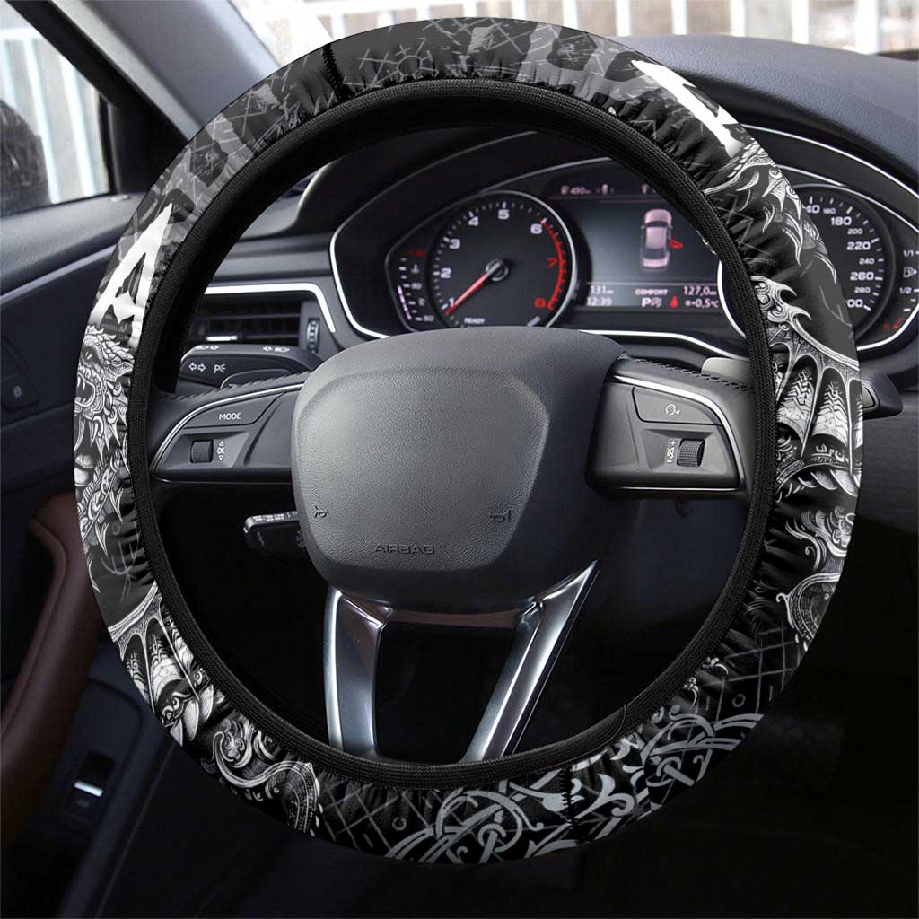 Welsh Celtic Culture Steering Wheel Cover Wales Y Ddraig Goch with Runes Symbols - Wonder Print Shop