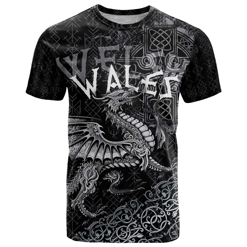 Welsh Celtic Culture T Shirt Wales Y Ddraig Goch with Runes Symbols - Wonder Print Shop