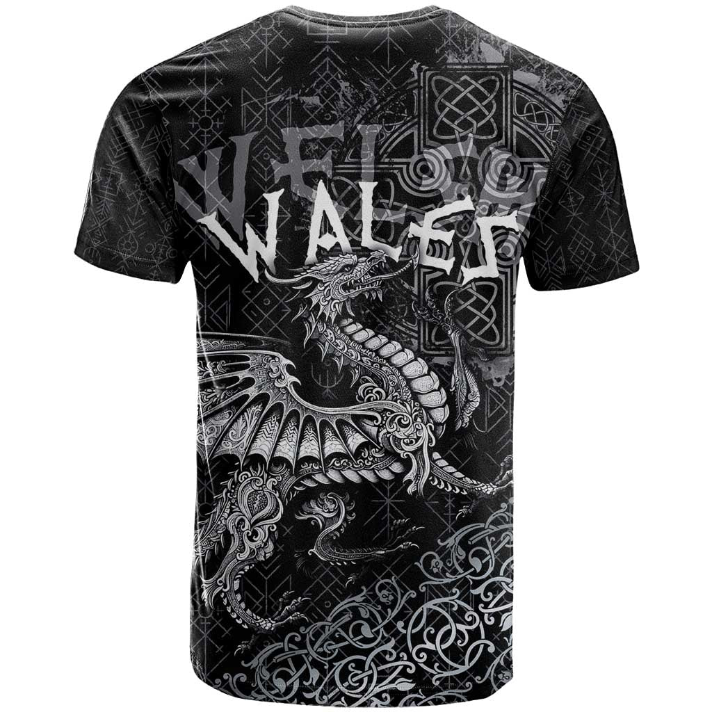 Welsh Celtic Culture T Shirt Wales Y Ddraig Goch with Runes Symbols - Wonder Print Shop
