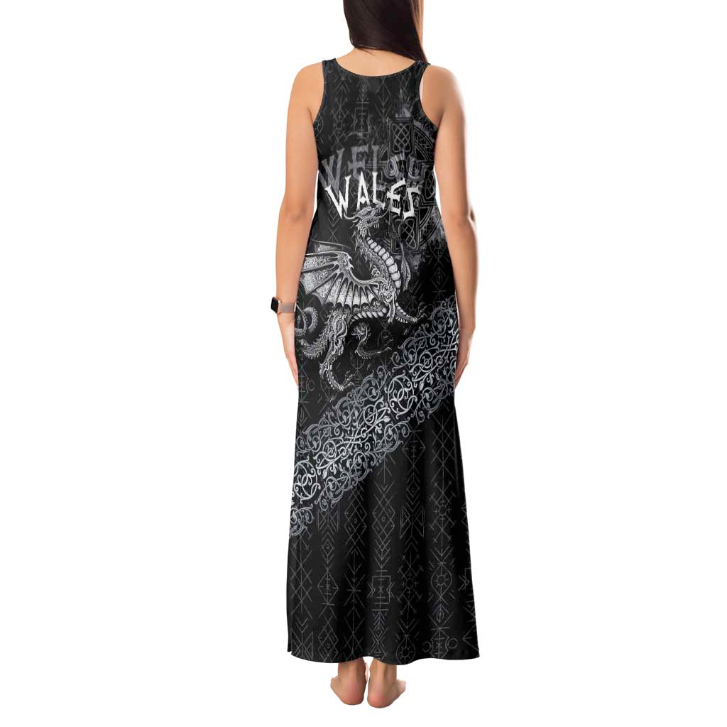 Welsh Celtic Culture Tank Maxi Dress Wales Y Ddraig Goch with Runes Symbols - Wonder Print Shop