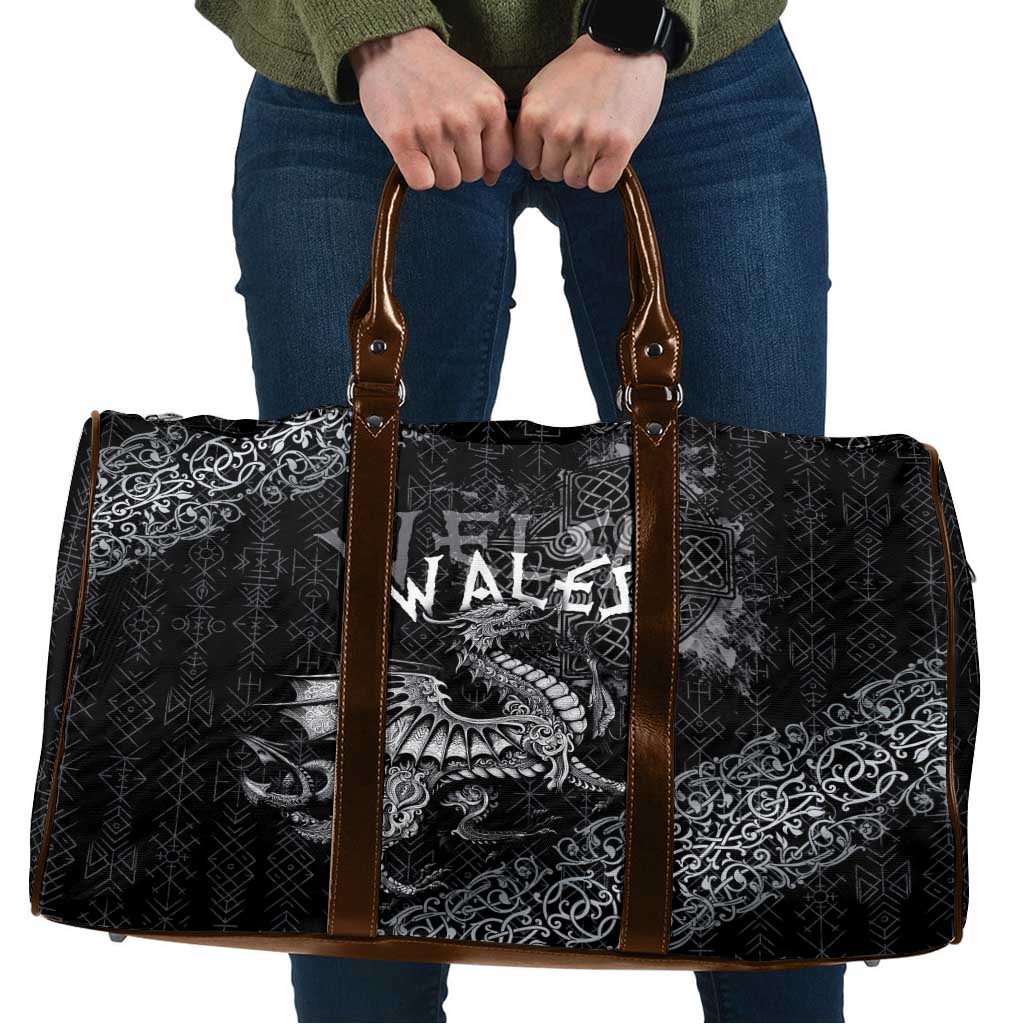 Welsh Celtic Culture Travel Bag Wales Y Ddraig Goch with Runes Symbols - Wonder Print Shop