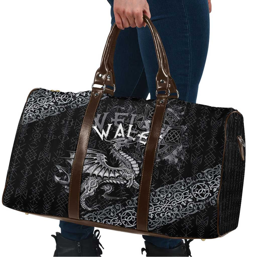 Welsh Celtic Culture Travel Bag Wales Y Ddraig Goch with Runes Symbols - Wonder Print Shop