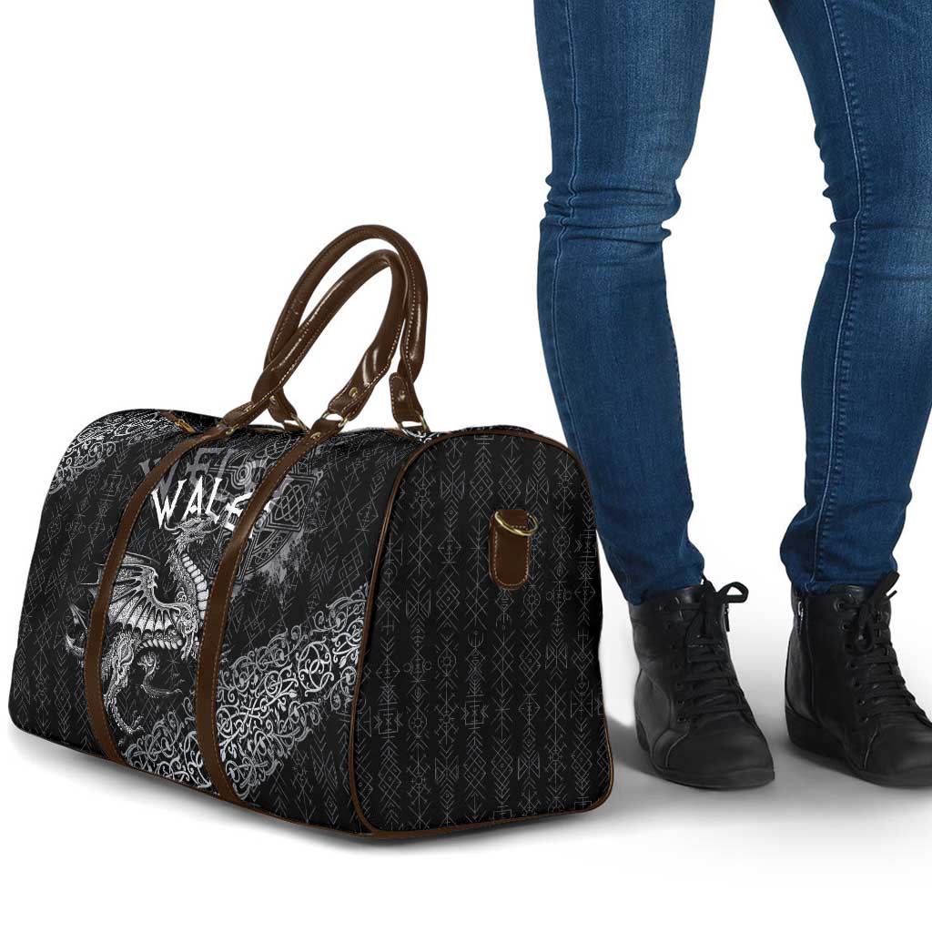 Welsh Celtic Culture Travel Bag Wales Y Ddraig Goch with Runes Symbols - Wonder Print Shop