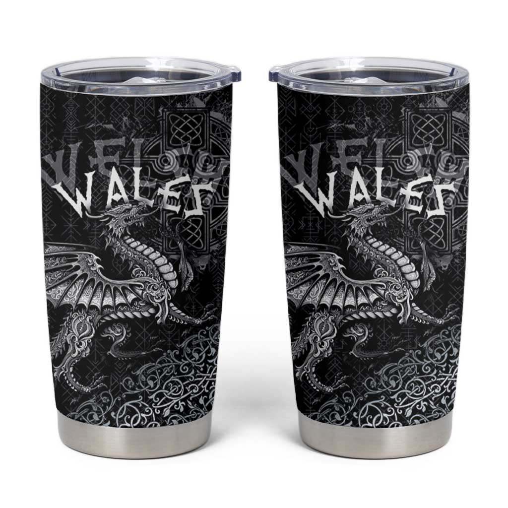 Welsh Celtic Culture Tumbler Cup Wales Y Ddraig Goch with Runes Symbols - Wonder Print Shop