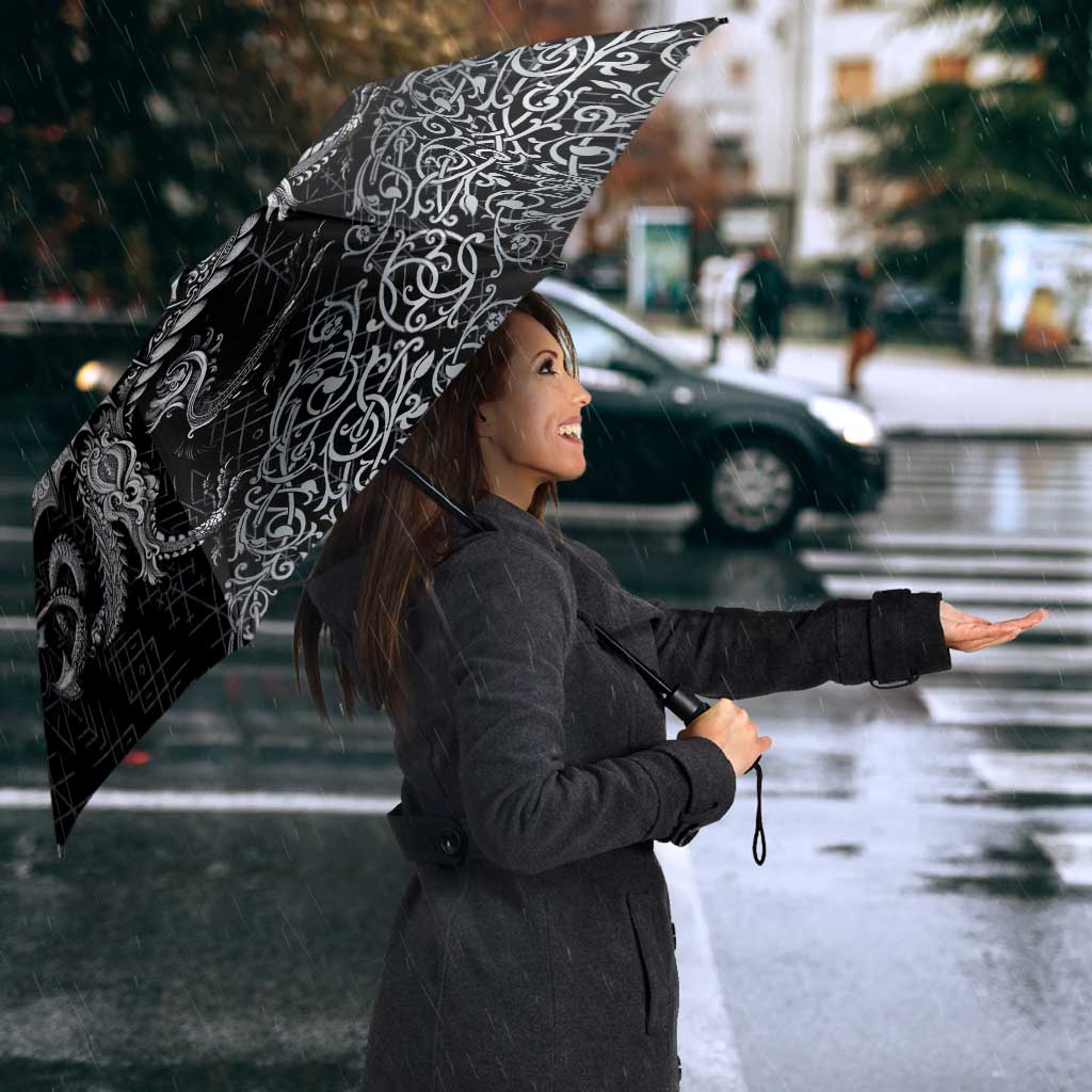 Welsh Celtic Culture Umbrella Wales Y Ddraig Goch with Runes Symbols - Wonder Print Shop