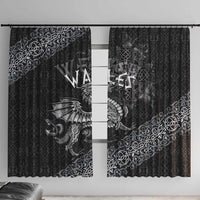 Welsh Celtic Culture Window Curtain Wales Y Ddraig Goch with Runes Symbols - Wonder Print Shop