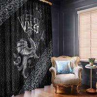 Welsh Celtic Culture Window Curtain Wales Y Ddraig Goch with Runes Symbols - Wonder Print Shop