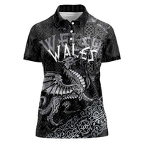 Welsh Celtic Culture Women Polo Shirt Wales Y Ddraig Goch with Runes Symbols - Wonder Print Shop