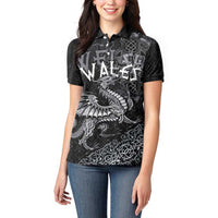 Welsh Celtic Culture Women Polo Shirt Wales Y Ddraig Goch with Runes Symbols - Wonder Print Shop