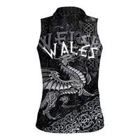 Welsh Celtic Culture Women Sleeveless Polo Shirt Wales Y Ddraig Goch with Runes Symbols - Wonder Print Shop