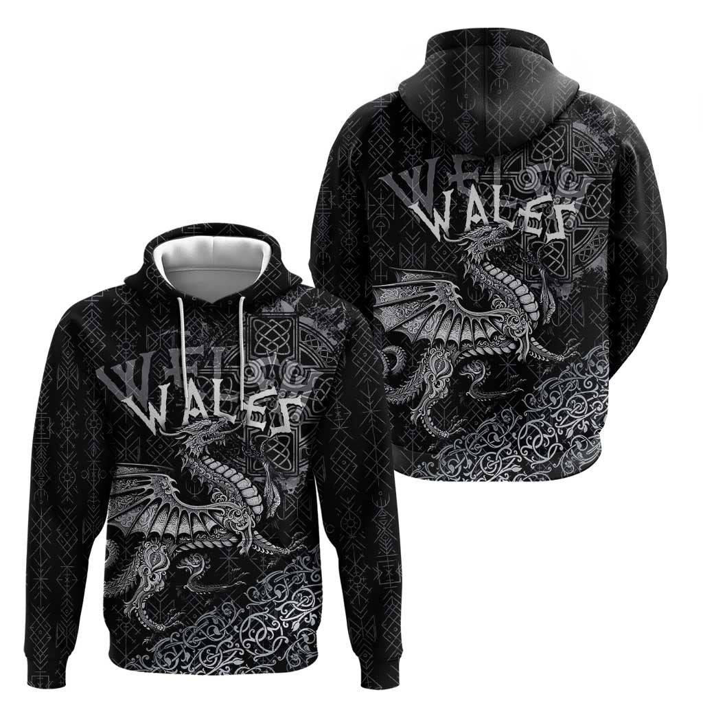 Welsh Celtic Culture Zip Hoodie Wales Y Ddraig Goch with Runes Symbols - Wonder Print Shop