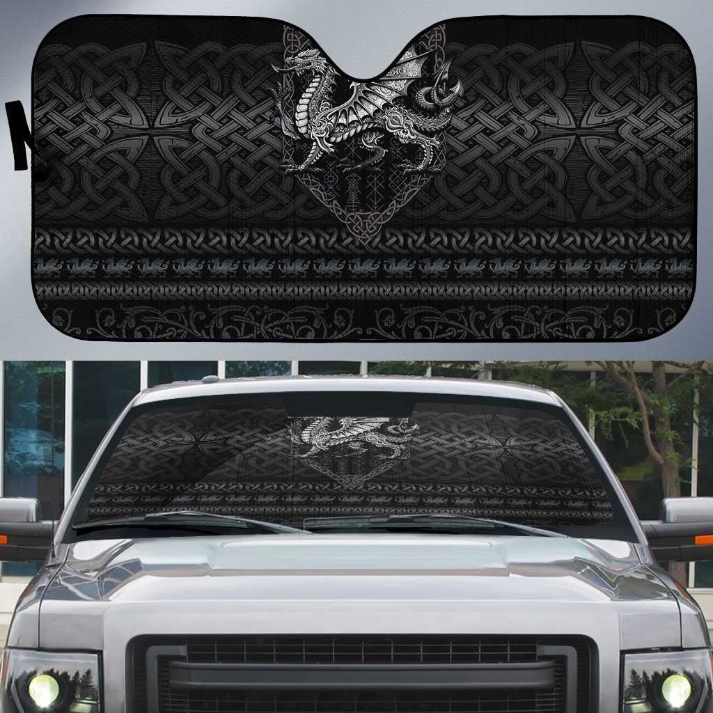 Welsh Celtic Culture Auto Sun Shade Wales Y Ddraig Goch with Knot - Wonder Print Shop