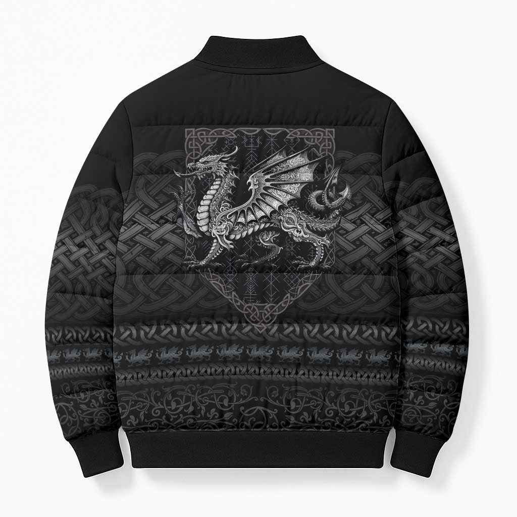 Welsh Celtic Culture Bomber Puffer Jacket Wales Y Ddraig Goch with Knot - Wonder Print Shop