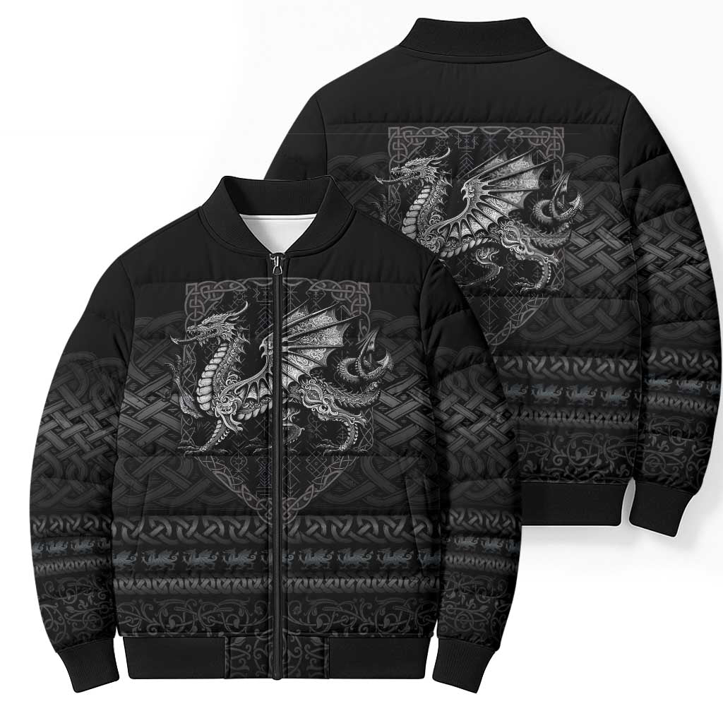 Welsh Celtic Culture Bomber Puffer Jacket Wales Y Ddraig Goch with Knot - Wonder Print Shop