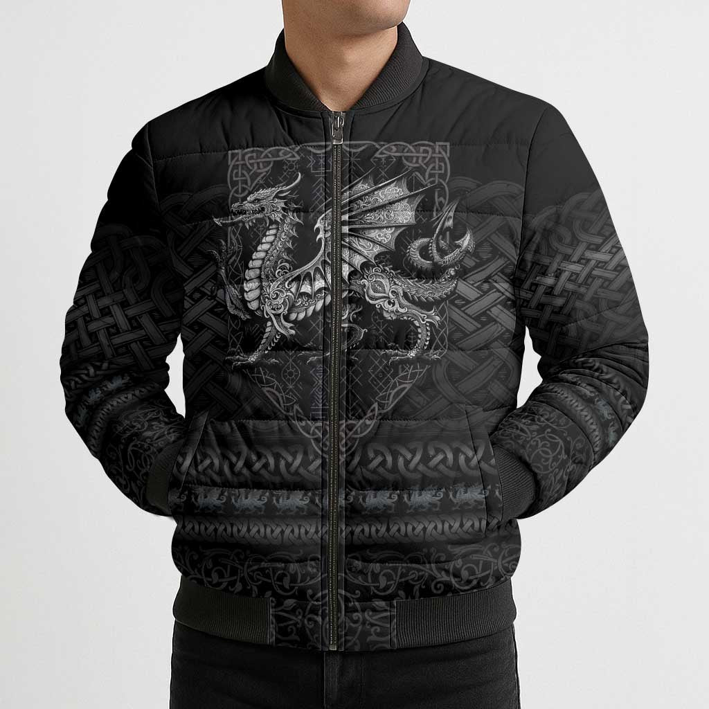 Welsh Celtic Culture Bomber Puffer Jacket Wales Y Ddraig Goch with Knot - Wonder Print Shop