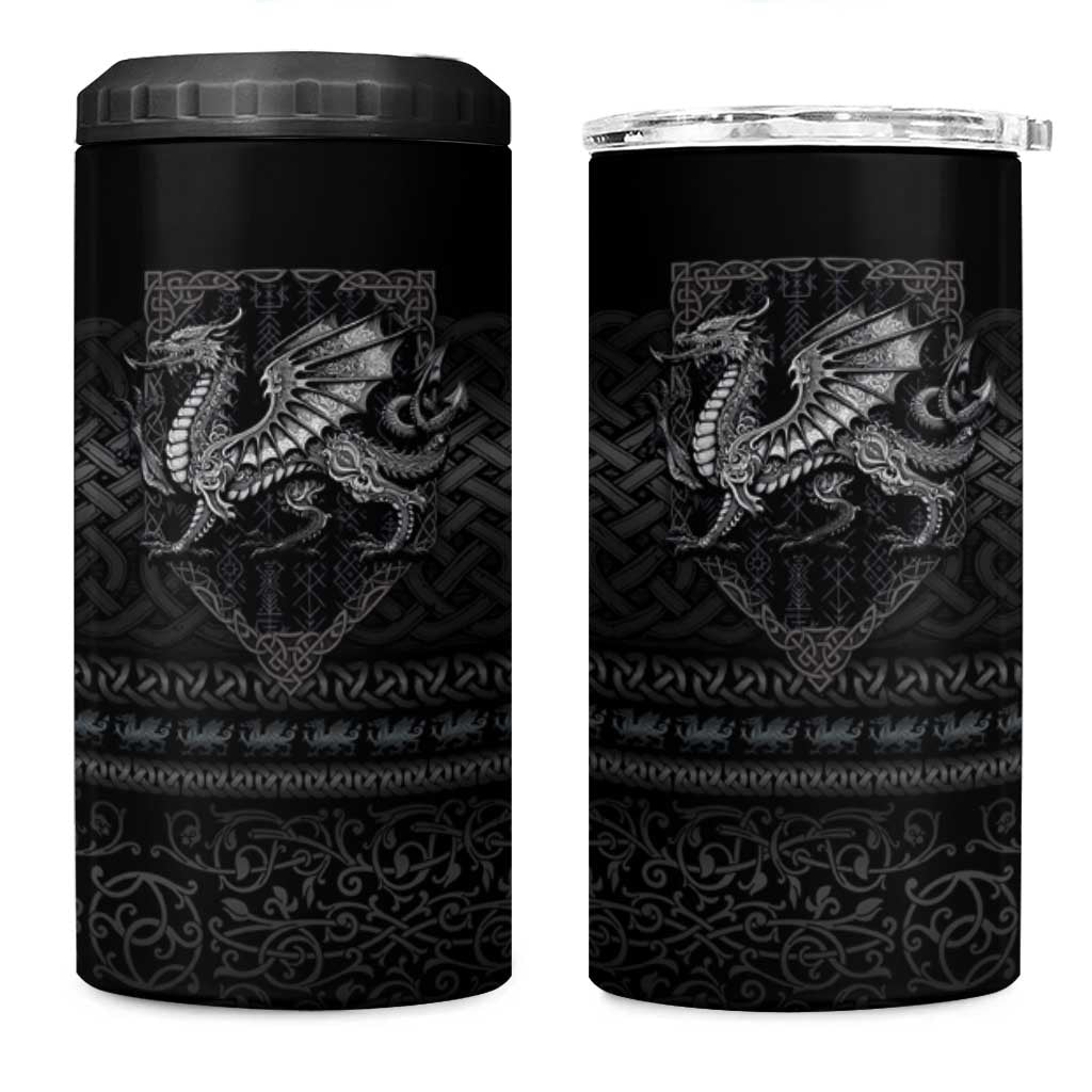 Welsh Celtic Culture 4 in 1 Can Cooler Tumbler Wales Y Ddraig Goch with Knot - Wonder Print Shop
