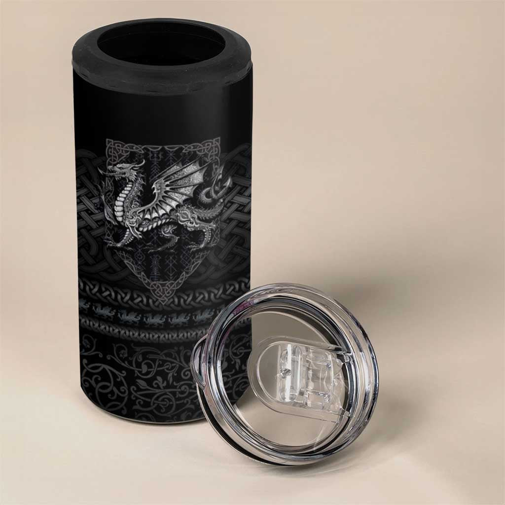 Welsh Celtic Culture 4 in 1 Can Cooler Tumbler Wales Y Ddraig Goch with Knot - Wonder Print Shop