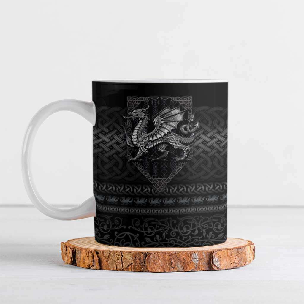 Welsh Celtic Culture Ceramic Mug Wales Y Ddraig Goch with Knot - Wonder Print Shop