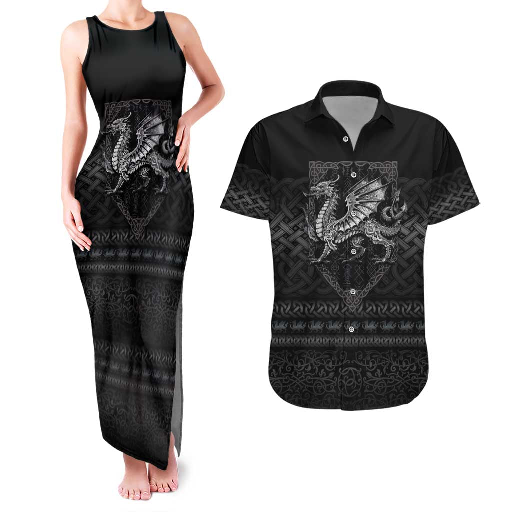 Welsh Celtic Culture Couples Matching Tank Maxi Dress and Hawaiian Shirt Wales Y Ddraig Goch with Knot - Wonder Print Shop