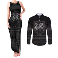Welsh Celtic Culture Couples Matching Tank Maxi Dress and Long Sleeve Button Shirt Wales Y Ddraig Goch with Knot - Wonder Print Shop