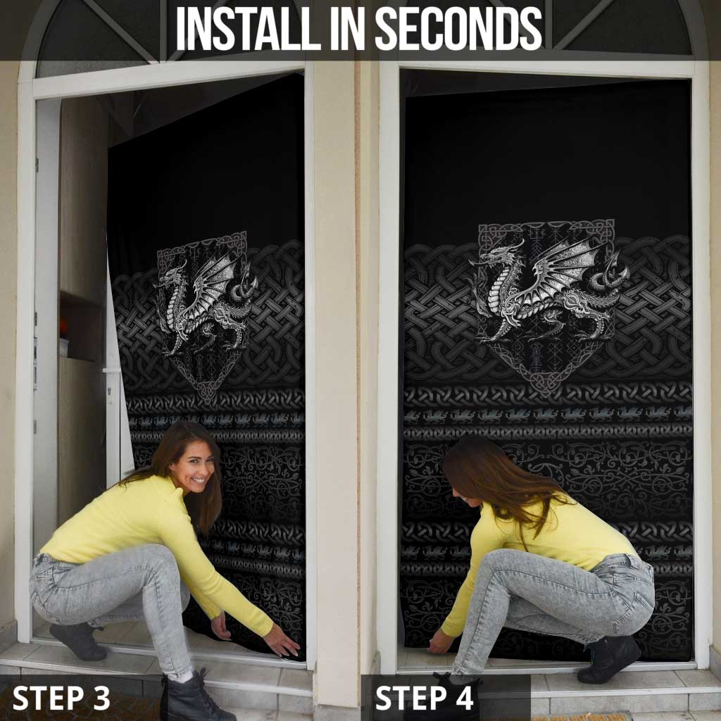 Welsh Celtic Culture Door Cover Wales Y Ddraig Goch with Knot - Wonder Print Shop