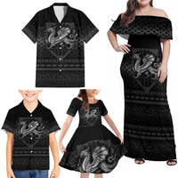 Welsh Celtic Culture Family Matching Off Shoulder Maxi Dress and Hawaiian Shirt Wales Y Ddraig Goch with Knot - Wonder Print Shop