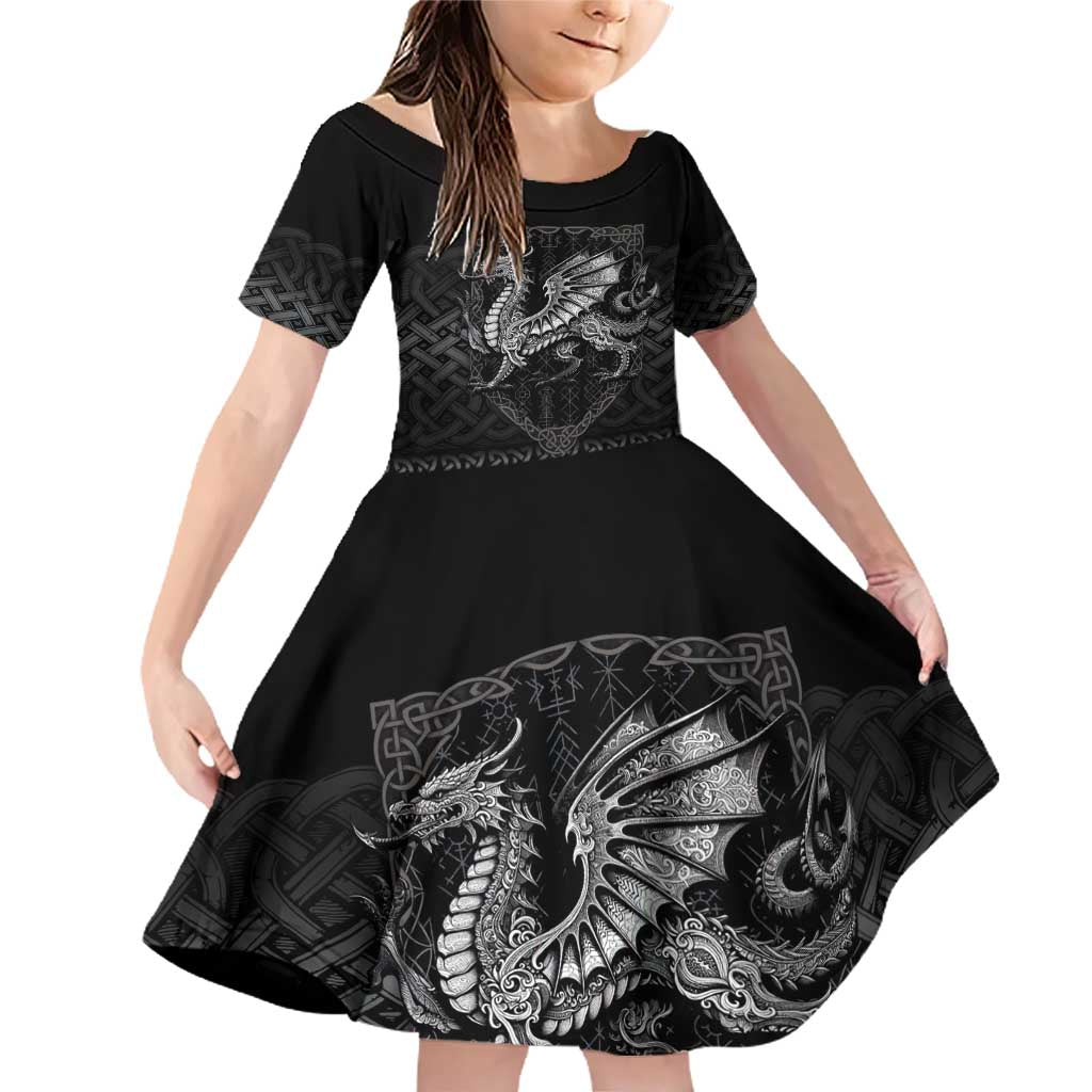 Welsh Celtic Culture Family Matching Off Shoulder Short Dress and Hawaiian Shirt Wales Y Ddraig Goch with Knot - Wonder Print Shop