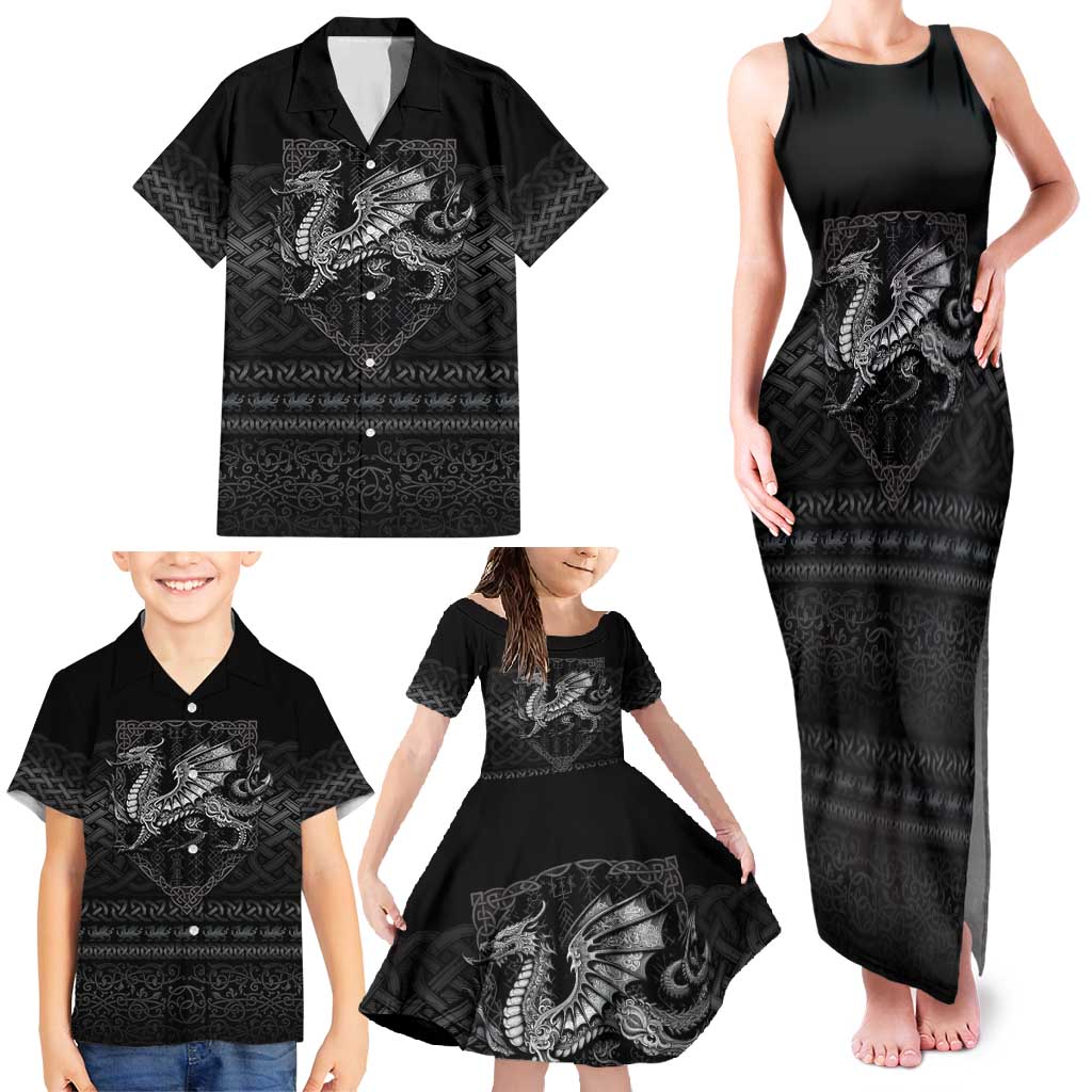 Welsh Celtic Culture Family Matching Tank Maxi Dress and Hawaiian Shirt Wales Y Ddraig Goch with Knot - Wonder Print Shop
