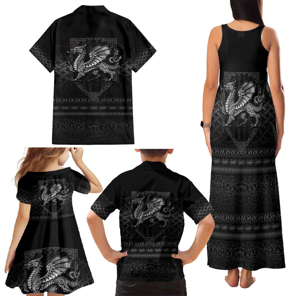 Welsh Celtic Culture Family Matching Tank Maxi Dress and Hawaiian Shirt Wales Y Ddraig Goch with Knot - Wonder Print Shop