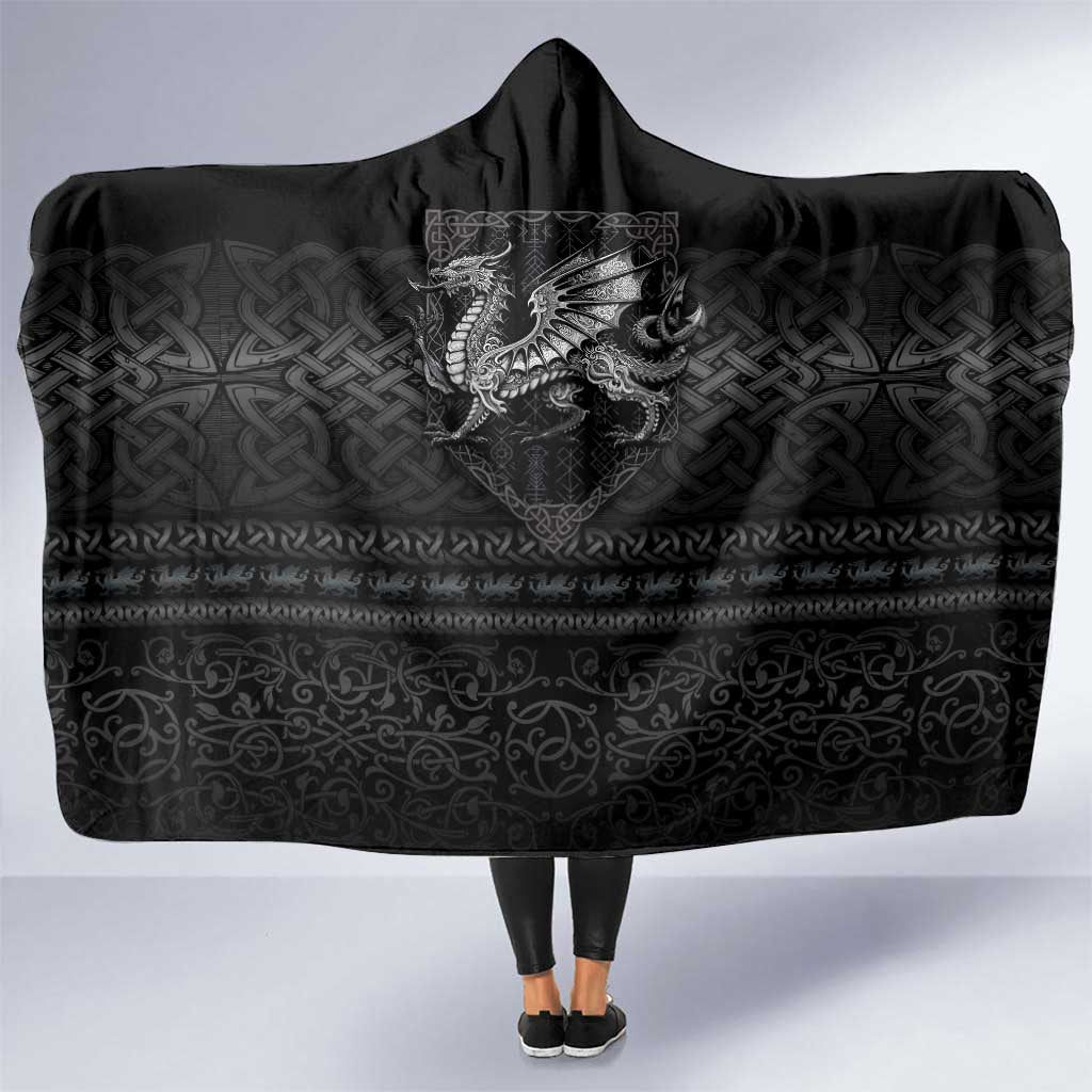 Welsh Celtic Culture Hooded Blanket Wales Y Ddraig Goch with Knot - Wonder Print Shop