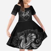 Welsh Celtic Culture Kid Short Sleeve Dress Wales Y Ddraig Goch with Knot - Wonder Print Shop