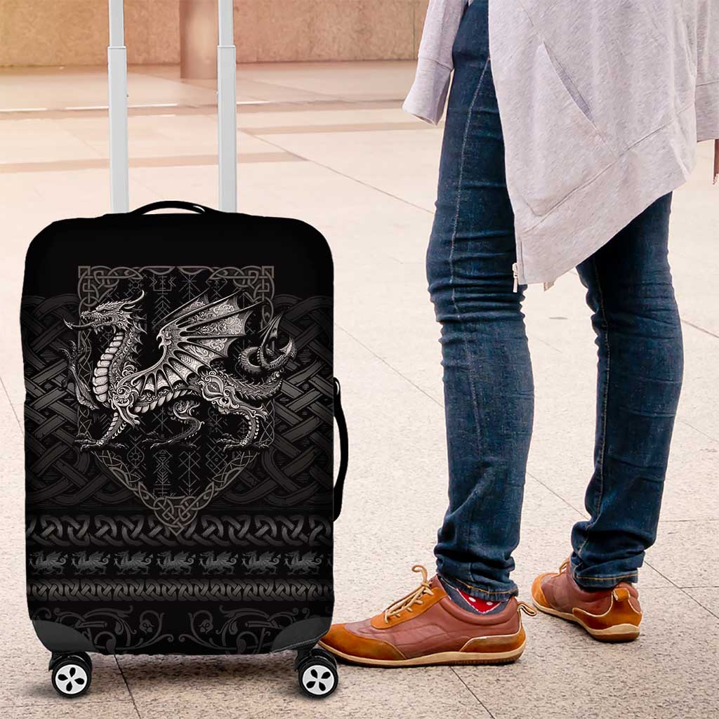 Welsh Celtic Culture Luggage Cover Wales Y Ddraig Goch with Knot - Wonder Print Shop