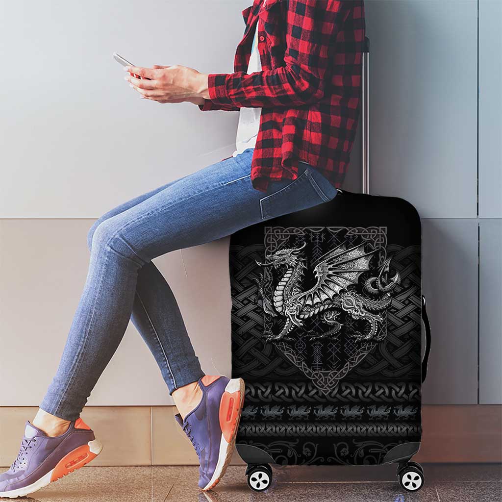 Welsh Celtic Culture Luggage Cover Wales Y Ddraig Goch with Knot - Wonder Print Shop