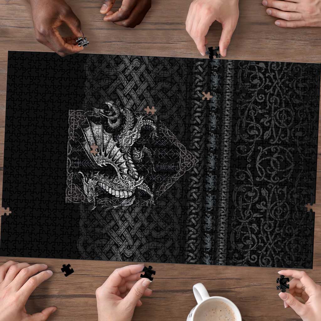 Welsh Celtic Culture Puzzle Wales Y Ddraig Goch with Knot - Wonder Print Shop