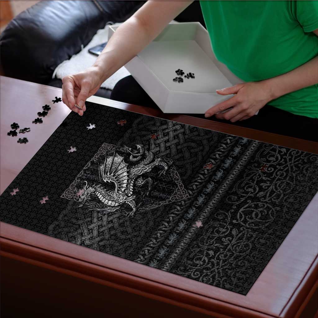 Welsh Celtic Culture Puzzle Wales Y Ddraig Goch with Knot - Wonder Print Shop