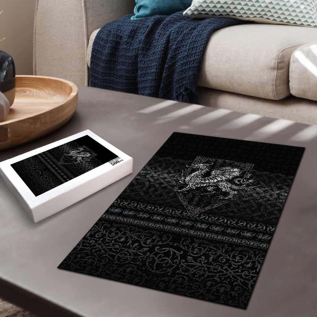 Welsh Celtic Culture Puzzle Wales Y Ddraig Goch with Knot - Wonder Print Shop