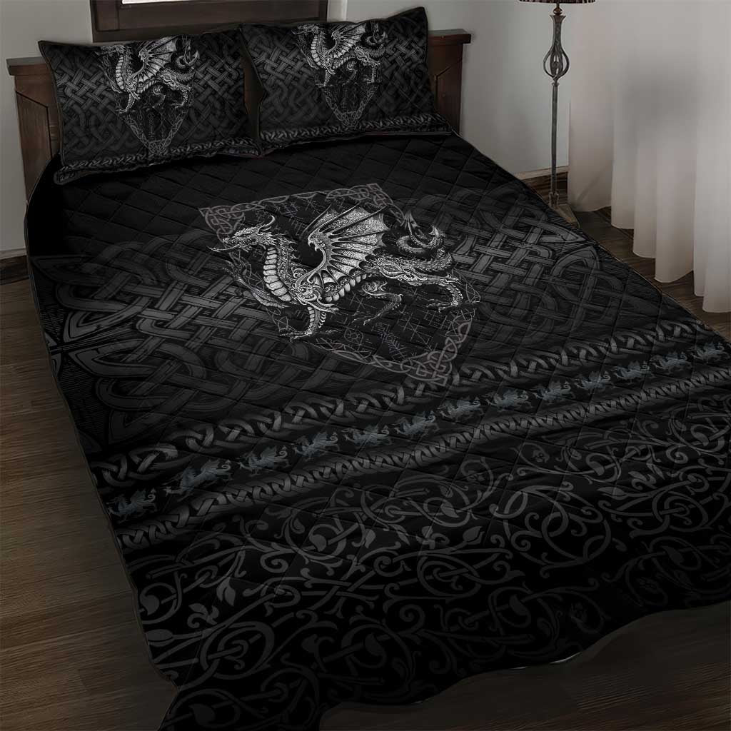 Welsh Celtic Culture Quilt Bed Set Wales Y Ddraig Goch with Knot - Wonder Print Shop