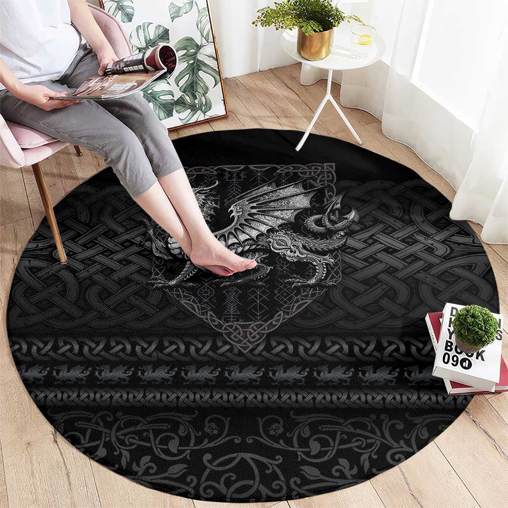 Welsh Celtic Culture Round Carpet Wales Y Ddraig Goch with Knot - Wonder Print Shop