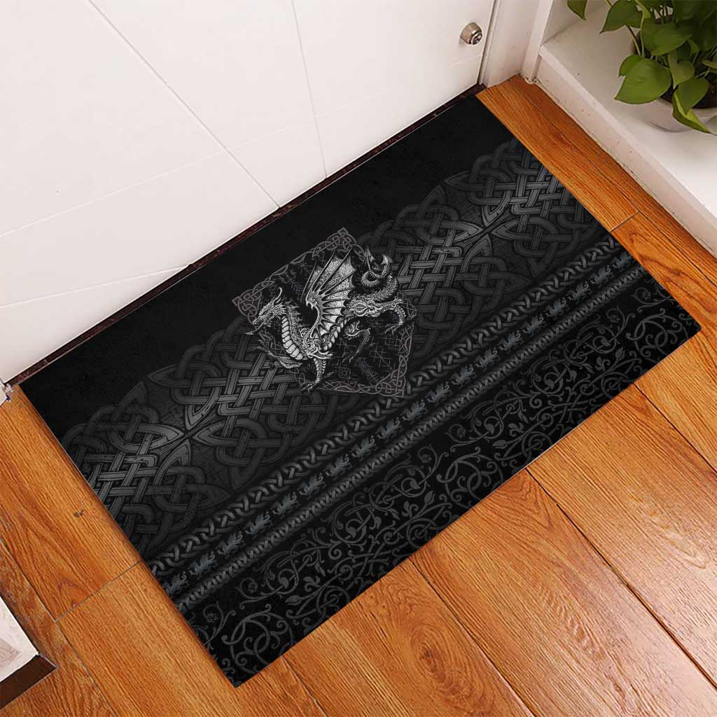 Welsh Celtic Culture Rubber Doormat Wales Y Ddraig Goch with Knot - Wonder Print Shop