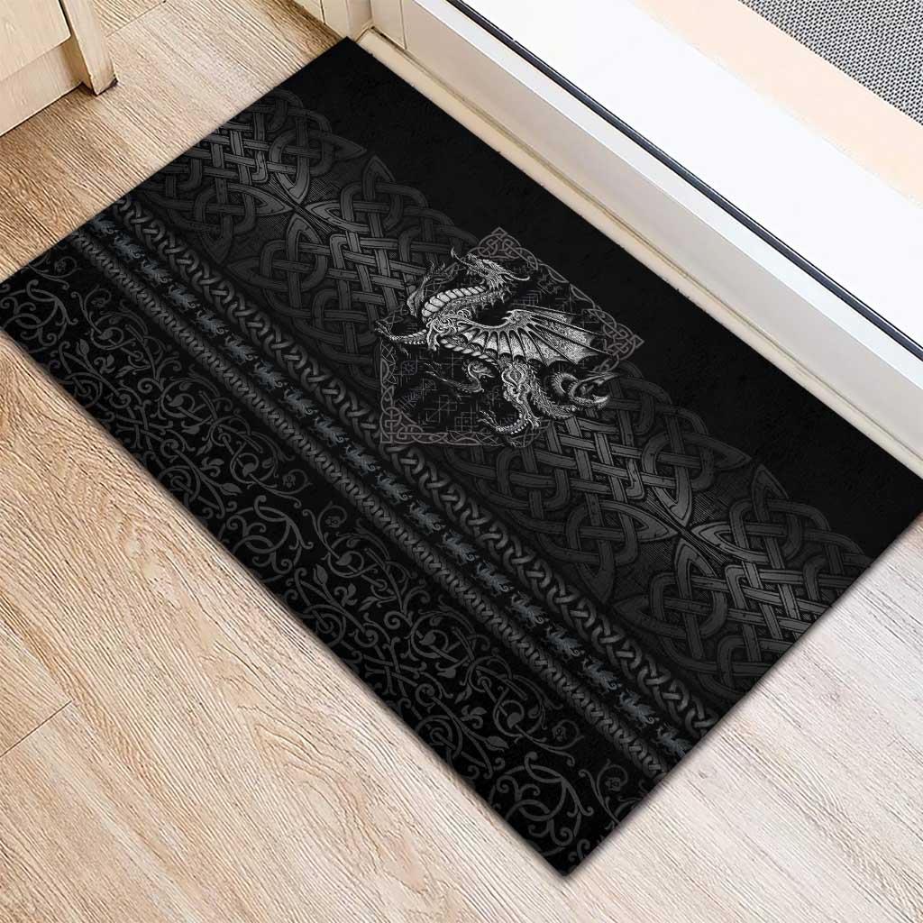 Welsh Celtic Culture Rubber Doormat Wales Y Ddraig Goch with Knot - Wonder Print Shop