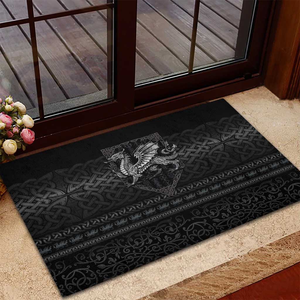 Welsh Celtic Culture Rubber Doormat Wales Y Ddraig Goch with Knot - Wonder Print Shop