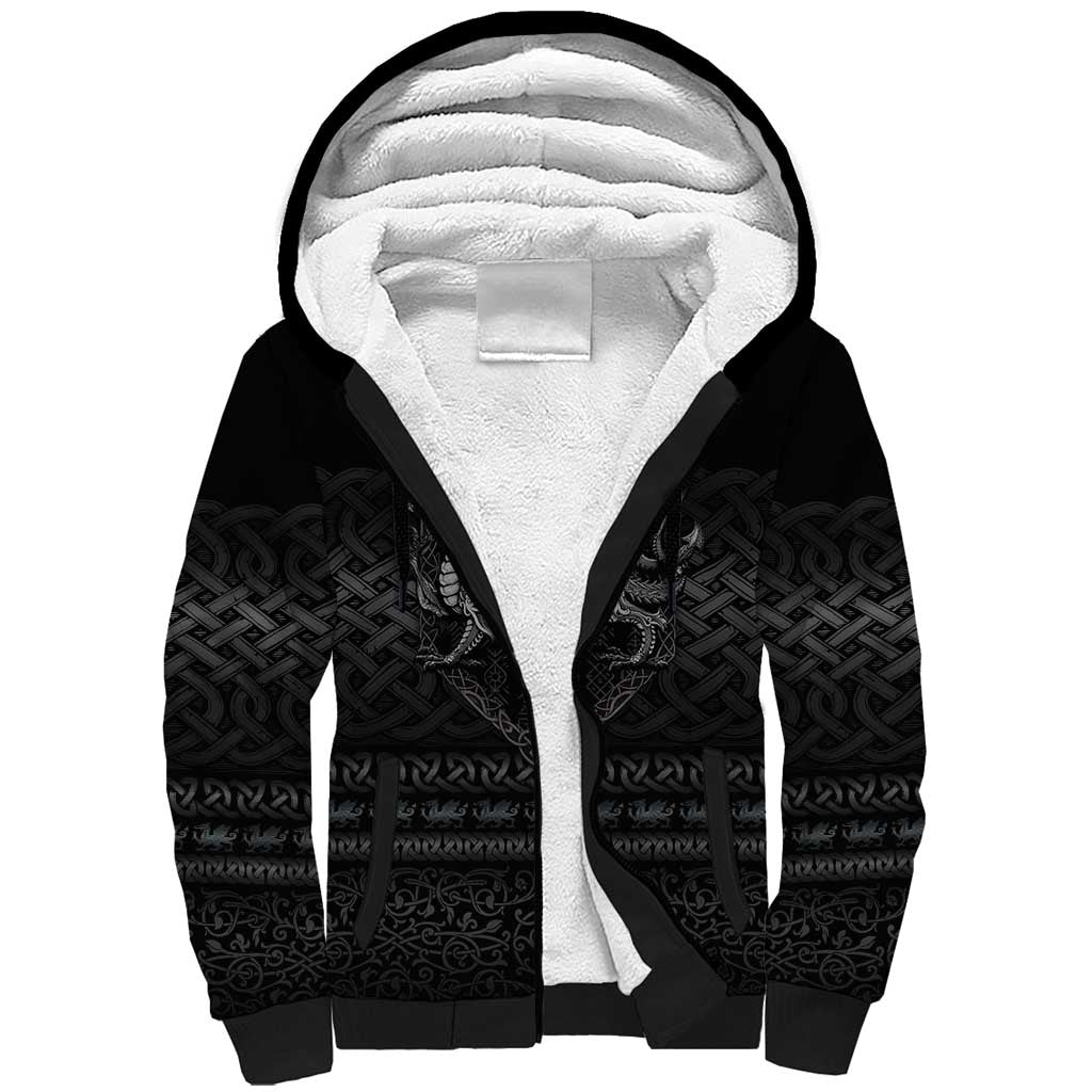 Welsh Celtic Culture Sherpa Hoodie Wales Y Ddraig Goch with Knot - Wonder Print Shop