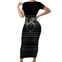 Welsh Celtic Culture Short Sleeve Bodycon Dress Wales Y Ddraig Goch with Knot - Wonder Print Shop