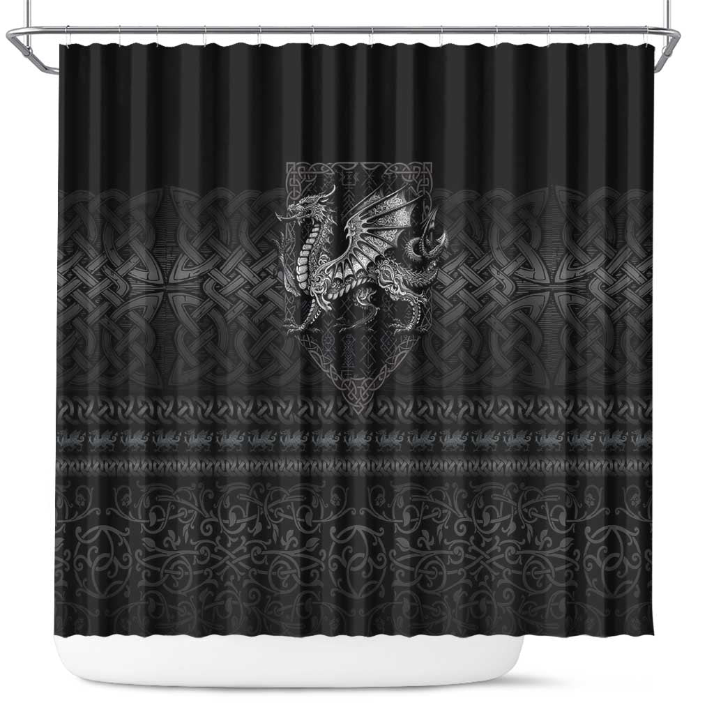 Welsh Celtic Culture Shower Curtain Wales Y Ddraig Goch with Knot - Wonder Print Shop