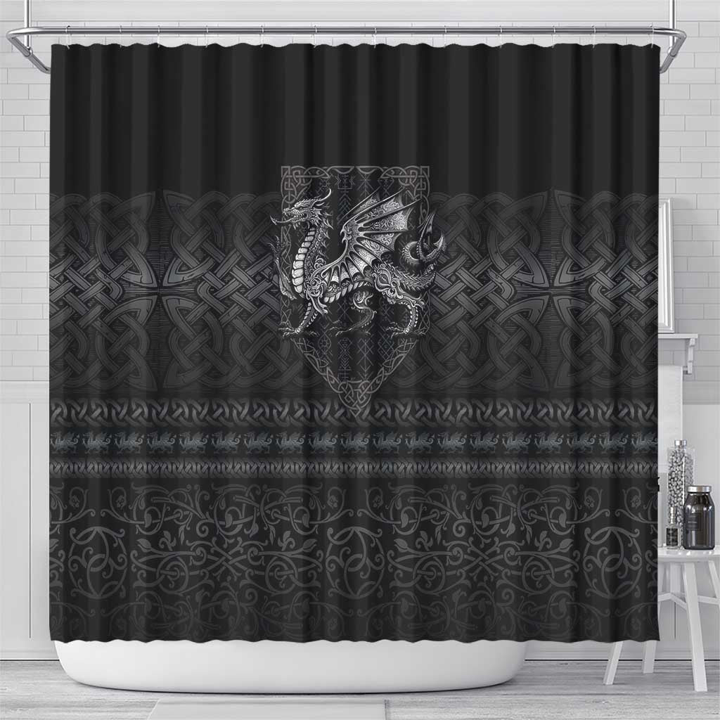 Welsh Celtic Culture Shower Curtain Wales Y Ddraig Goch with Knot - Wonder Print Shop